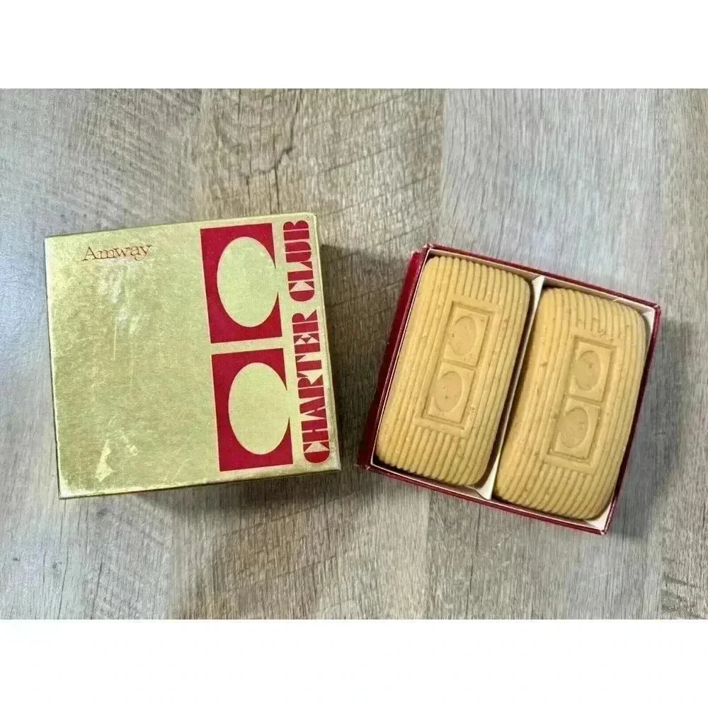 Vintage 70s Amway Charter Club Soap Bar Box Set -2 Bars Mens Advertising 1979